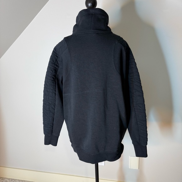 NIKE Oversized Black Quilted Pullover Sweatshirt Mock Funnel Neck Sz Large *Flaw - Picture 11 of 14